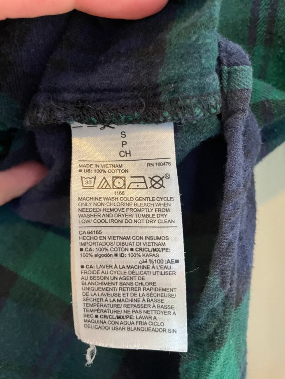 Green Navy Black Watch Plaid Flannel Button Up Shirt Cotton S - Picture 2 of 3